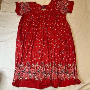 Bloggerlove Red Floral Housedress with Pockets
